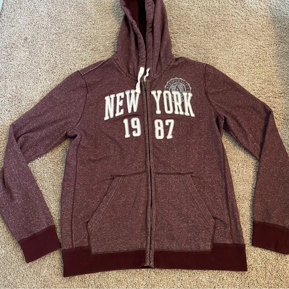 Aeropostale L Maroon New York 1987 Hoodie